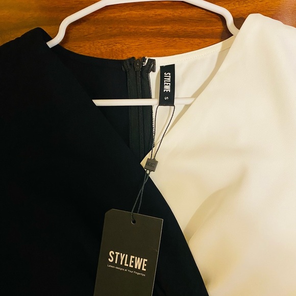 Stylewe Black and White Party Cocktail V-neck Maxi Dress New With Tags - Picture 8 of 12